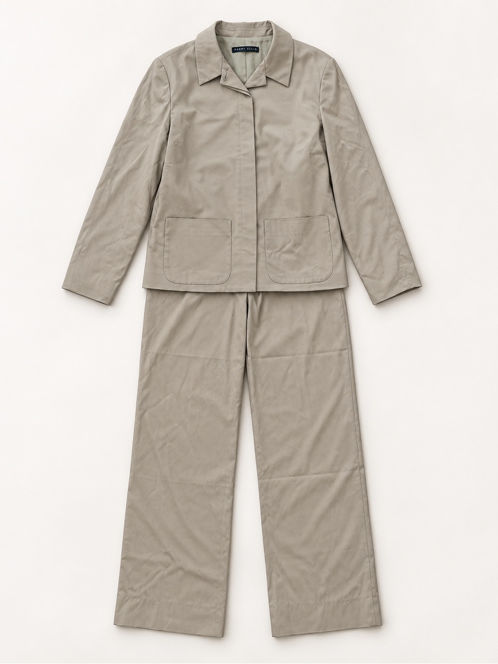 Perry Ellis Taupe Utility Wide-Leg Pants & Jacket Set